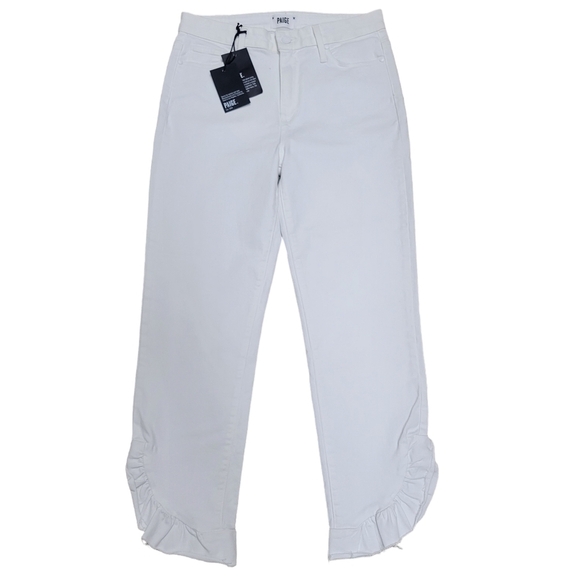 PAIGE Hoxton Straight Ruffle-Detail Ankle Jeans. Size 30. Inseam 27" NWT… - Picture 2 of 16